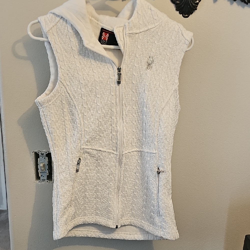 Spyder white Zip-Up Vest with Embroidered Logo